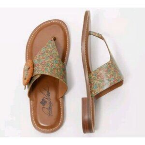 Patricia Nash Orange Nuback Leather Sandals Delicate Floral Pattern Buckle 11